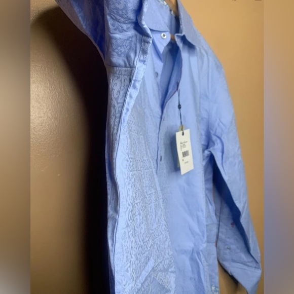 Robert Graham men’s XL Dress Shirt Blue Button Down Collar Long Sleeve - Picture 4 of 10